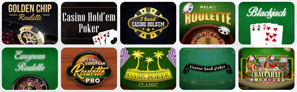 Jeux de table au RockStar Casino